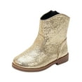 thumbnail image 2 of LYHao Stylish Girls Booties Ankle Boots For Everyday Wear With Round Toe And Low Heel ,Girls Boots Sizes 13.5 Gold(8-9 Years), 2 of 6