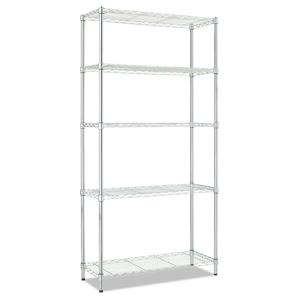 Alera Residential Wire Shelving, FiveShelf, 36w x 14d x 72h, Silver