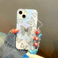 thumbnail image 2 of with iPhone 11 Sparkly Cute Transparent Design Butterfly Strap Wrist Sparkly Purple-Blue Aesthetic Protective Gloss Phone Case Female Girl (Butterfly), 2 of 13