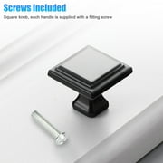 20/10pcs Modern Cabinet Knobs Flat Black Cabinet Door Knobs, 1.2in Diameter Kitchen Cabinet Knobs Dresser Drawer Knobs, Solid Black Hardware Square Drawer Handles and Pulls for Cupboard Closet