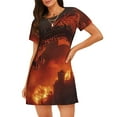 thumbnail image 1 of Fotbe Fiery Dragons Castle Attack Bata de Dormir para Mujer con Estampado, Camisón de Algodón de Manga Corta, Ropa de Dormir Casual, 1 of 6