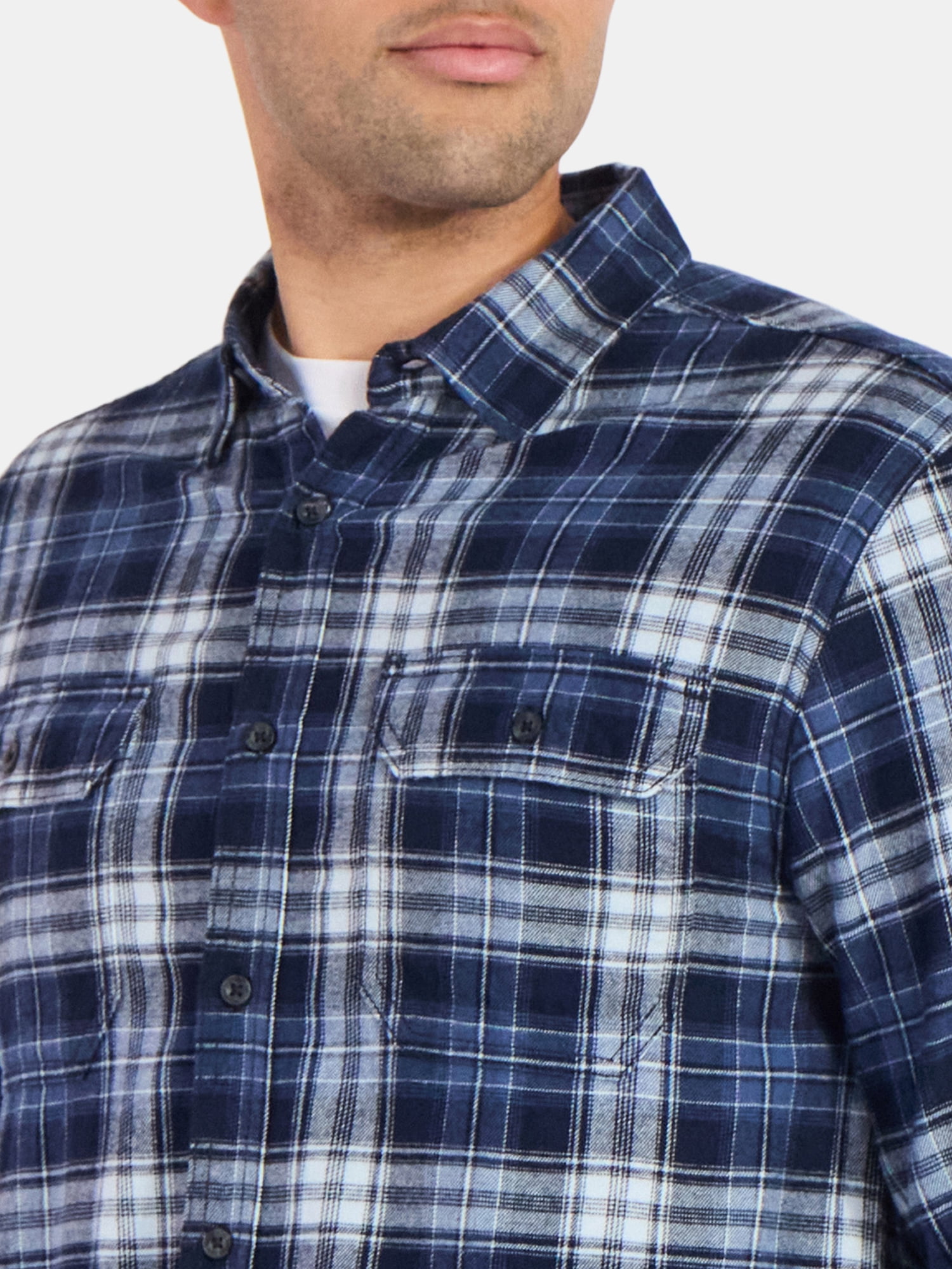 George Men's & Big Men's Relaxed Fit Double Pocket Flannel Shirt, Sizes XS-3XLT