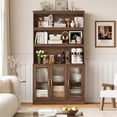 thumbnail image 3 of Homfa 73" Tall Bookcase with Door, 5-tier Bookshelf with Counter Top, Printer Stand for Home Office Living Room, Dark Oak, 3 of 7