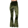 thumbnail image 5 of Daisy Del Sol High Waist Soft Crushed Velvet Gypsy Comfy Yoga Ethnic Tribal Stretch 70s Bell Bottom Flare Pants, 5 of 6