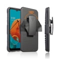 thumbnail image 2 of Compatible for LG K51 Case, LG Reflect Case with Tempered Glass Screen Protector Belt Clip Holster Defender Rugged Shock Proof Armor Heavy Protection Phone Cover w/Magnetic Mount Plate [Black], 2 of 7