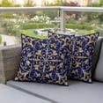 thumbnail image 5 of Pack of 2 Outdoor Pillow Covers 20x20 Inch Waterproof Abstract Blue Gold Throw Pillow Covers,Decorative Couch Pillow Shams Protectors Luxurious Traditional Flower Leaf Patio Cushion Pillowcases, 5 of 8