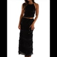 thumbnail image 1 of Conjunto de 2 Piezas de Falda Larga Y2K para Mujer, con Top Corto de Encaje Sin Espalda y Falda Larga, Vestido de Playa. Negro M, 1 of 10