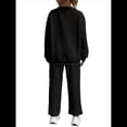 thumbnail image 2 of Conjunto Deportivo de Dos Piezas para Mujer: Sudadera y Pantalón Deportivo de Cuello Redondo Liso y Holgado, Conjunto de Jersey para Estar en Casa. Negro XXL, 2 of 5
