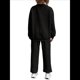 thumbnail image 2 of Conjunto Deportivo de Dos Piezas para Mujer: Sudadera y Pantalón Deportivo de Cuello Redondo Liso y Holgado, Conjunto de Jersey para Estar en Casa. Negro S, 2 of 5