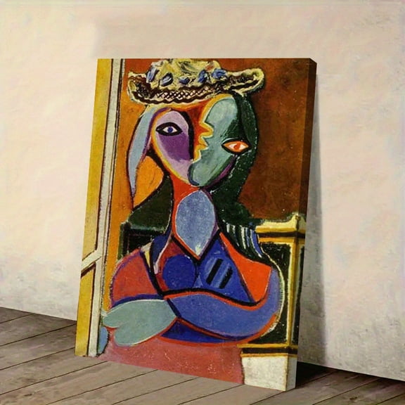 1pc Pablo Picasso's Woman with a Hat Canvas Poster - Cubist Art Print, Ready-to-Hang Museum-Quality Reproduction - Vintage Modernist Decor for Living Room