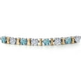 thumbnail image 4 of Gem Stone King 925 Silver and 10K Yellow Gold Blue Zircon and White Moissanite Bracelet for Women | 2.92 Cttw | Gemstone Birthstone | Round 4MM | Adjustable up to 9 inch, 4 of 8