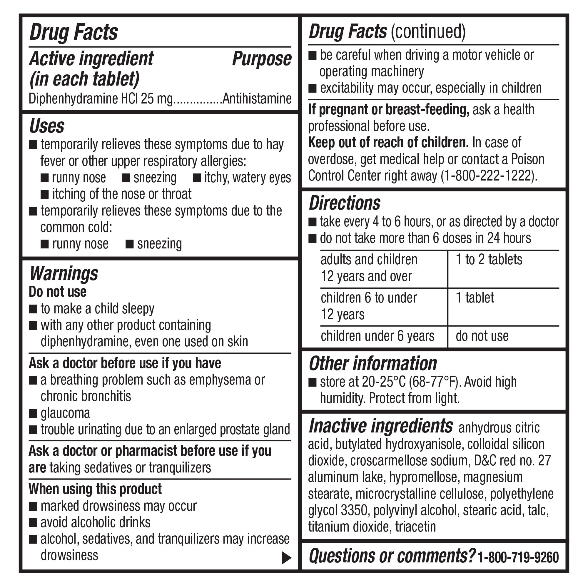 (3 pack) Equate Diphenhydramine HCl 25 mg Antihistamine Complete Allergy Tablet, 100 Count