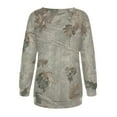 thumbnail image 4 of Women's Camo Tops 2025 Maple Leaf Printed Lightweight Crew Neck Sweatshirt Casual Long Sleeve Fall Tops Camo Hoodie Abercrombie, 4 of 4