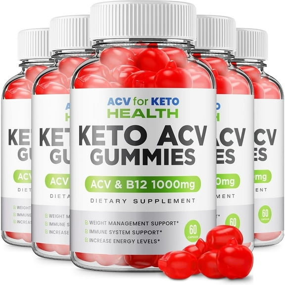 5 Pack ACV for Keto Health Gummies ACV for Health Keto Advanced Formula Plus Apple Cider Vinegar Keto Gummies Dietary Supplement B12 Beet Root Juice Men Women 300 Gummies