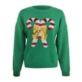 thumbnail image 5 of oqasdz Women's Sweaters Christmas Cane Bowknot Sequined Sweater Fall Winter Round Neck Long Sleeve Knitted Cardigan Casual Comfort Soft, 5 of 5