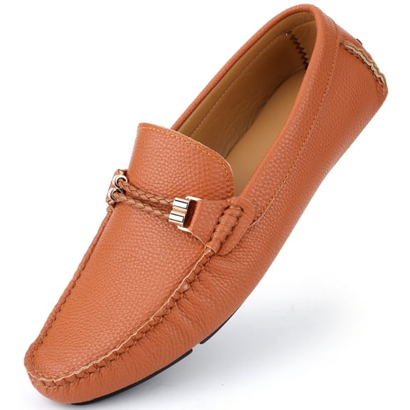 Mio Marino Men's Casually Suave Leather Penny Loafers