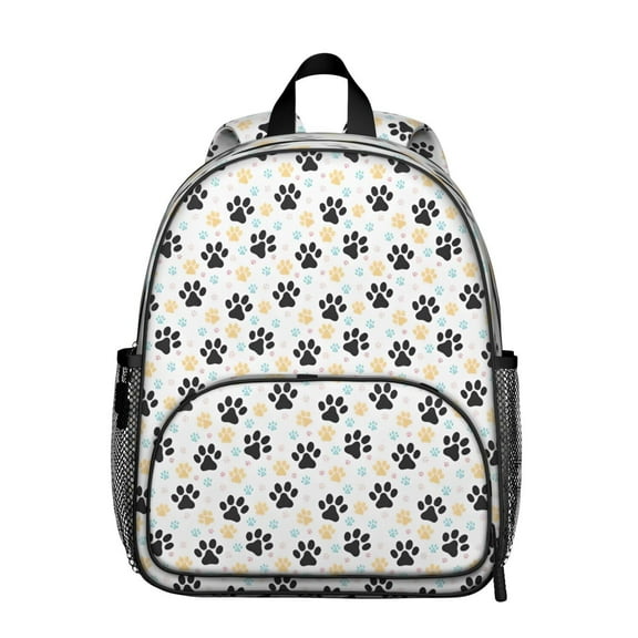 Black Dog Puppy Paw Backpack Backpack for School,Cute School Bag,Schoolbag with Adjustable Shoulder Straps & Padded Back,13.8"x11.4"x6"