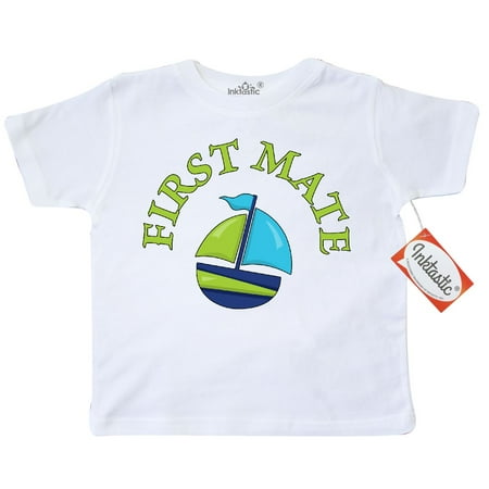 Inktastic First Mate Blue Sailboat Toddler T-Shirt Baby Nautical Boat Sail Ocean Kid Helper Time Sailing Boating Lake Tees. Gift Child Preschooler Clothing (Best Sailing Lakes In Us)