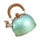 thumbnail image 5 of Hervidor de agua con silbato de acero inoxidable, hervidor de agua de gran capacidad, fondo plano para cocina de inducción de gas, hervir agua, 2L, verde, 5 of 10