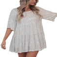 thumbnail image 2 of Robe de Soirée Blanche Demi-Manches à Col Rond pour Femmes, 2 of 9