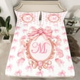 thumbnail image 2 of Homewish Bowtie Letter M Full Size Sheets,Bowknot Monogrammed Theme Bed Sheets,Lovely Pink Bow Sheet Sets For Girl Teens,Ultra Soft Bedroom Decor,4-Piece, 2 of 7