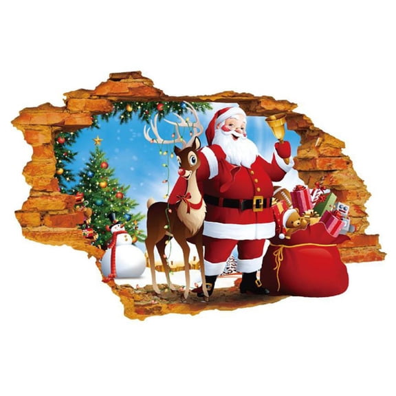 Christmas Wall Sticker Santa Shape Wall Decoration Stickers Wall Decals for Room Background Festival Party Decor