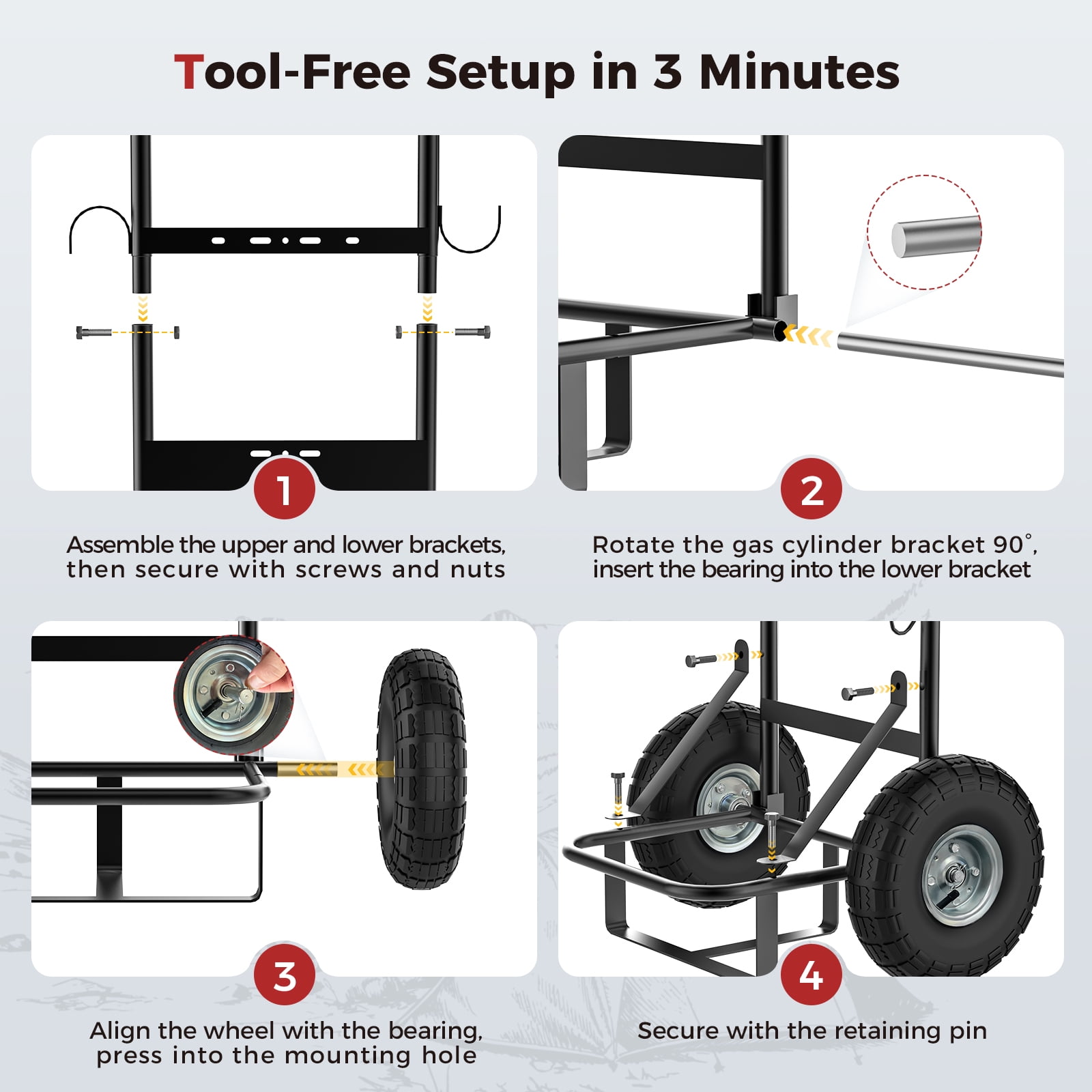 CAMPLUX 300 lb. Capacity 2-Wheel Folding Steel Hand Truck for Portable Water Heater