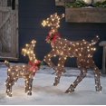Lights4fun, Inc. Set of 2 Brown Glitter Doe & Fawn Reindeer 300 LED