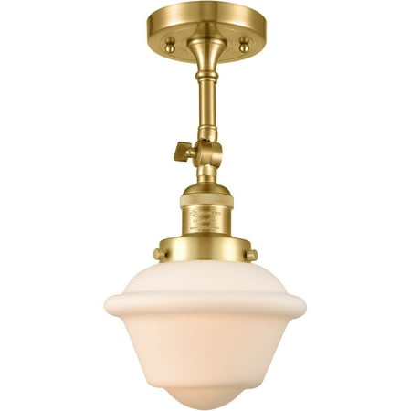 

Satin Gold Tone Semi Flush 8 Wide Steel/Cast Brass/Glass Medium Base LED 1 Light Fixture