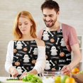 thumbnail image 3 of Black Halloween Ghosts Pumpkins and Bones Apron-Garden Aprons for Women with Pockets-Cotton Linen Waterproof Kitchen Cooking Gardening Aprons Adjustable for Kitchen,Cooking,BBQ and Salon 32"x27", 3 of 7