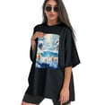 thumbnail image 3 of Plus Size Shirt for Women Black Tops for Women Oversized Short Sleeves Shirt for Women Ice And Snow Forest1 T Shirt Crewneck Shirt for Women L, 3 of 5