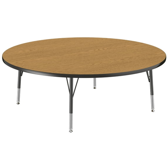 ECR4Kids 60in Round Premium Thermo-Fused Adjustable Activity Table Oak/Black/Black - Toddler Swivel