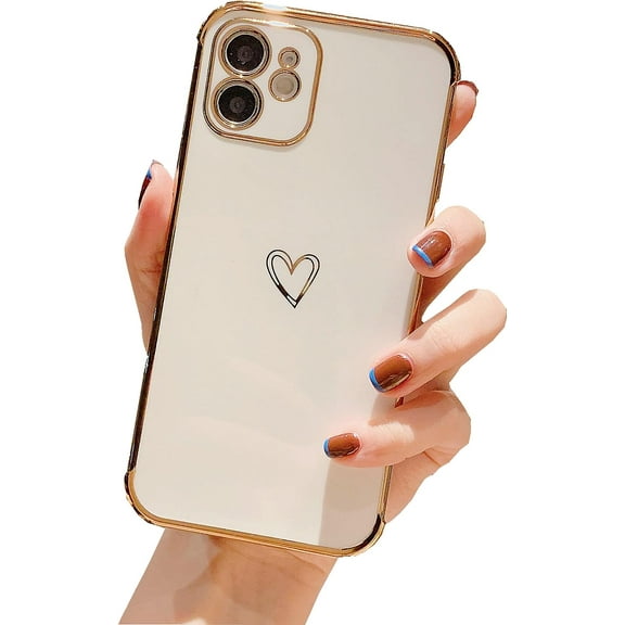 IPhone 11 Glitter Case, Cut Cartoon Soft Silicone Love Heart Pattern Slim Protective Shockproof Girls Women Case Cover for iPhone 11 -White