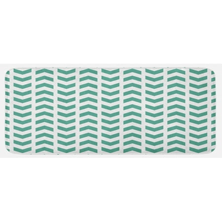 

Mint Kitchen Mat Abstract Zigzag Chevron Tribal Pattern with Minimalist Effects Modern Boho Design Plush Decorative Kitchen Mat with Non Slip Backing 47 X 19 Teal White by Ambesonne