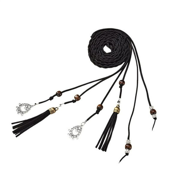 SWSMCLT Women's 2025 Adjustable Belts Braided Curvy Date Autumn Faux Leather Braid Belt Bohemian Belt Casual Black X-Small-Large