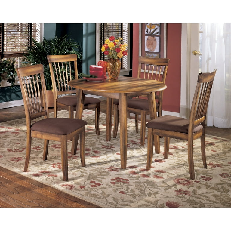 Signature Design by Ashley Berringer Dining Room Round Drop Leaf Table Rustic Brown