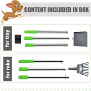 Dog Pooper Scooper, 2 Pack Adjustable Long Handle, Silver Green