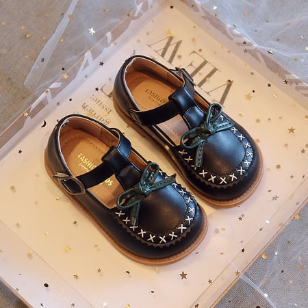 

Little Girls T-Strap PU Leather Cross Mark Ribbon Mary Jane Shoes W370 Sizes 6C-12.5C