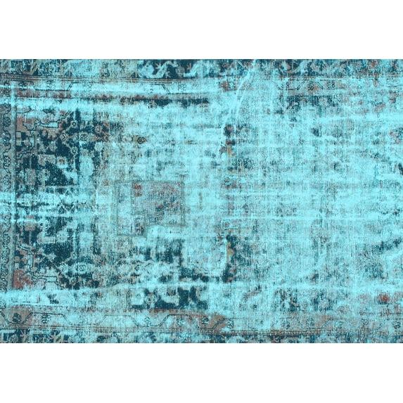 Ahgly Company Indoor Rectangle Abstract Light Blue Modern Area Rugs, 7' x 10'