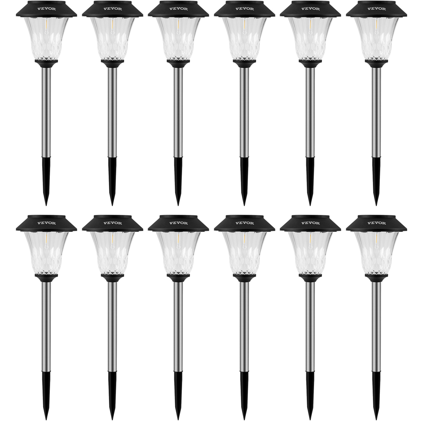 VEVOR Solar Outdoor Lights, 12 Pack Bright up to 16h, Waterproof