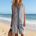 thumbnail image 4 of mihongmao Country Concert Outfits for Ladies Vacation Sets Women's Casual 2 Piece Outfit Long Sleeve Button Down Cardigan and Loose Wide Leg Cargo Pants with Pockets Tracksuit Set Gray 2X, 4 of 6