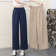 thumbnail image 1 of Pantalones de Pierna Ancha de Verano, Pantalones Rectos Sueltos Caqui de Corte Delgado para Mujer, Shorts, Pantalones Casuales con Cintura Elástica, 1 of 4