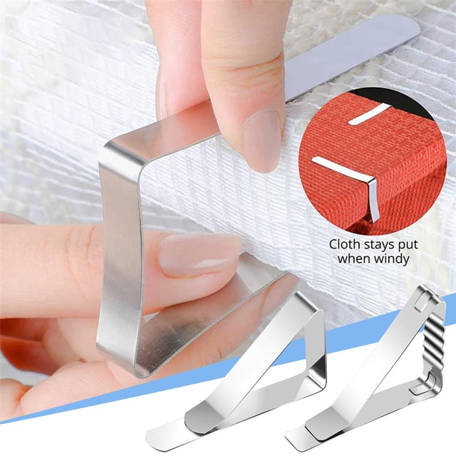 Fiudx Pinza para Mantel, Diseño Antideslizante de Acero Inoxidable, Reutilizable, Sujeción Segura, Ideal para Picnics Al Aire Libre, Decoración para Bodas, Fácil de Instalar, Juego de 6 Piezas, 7,4 X