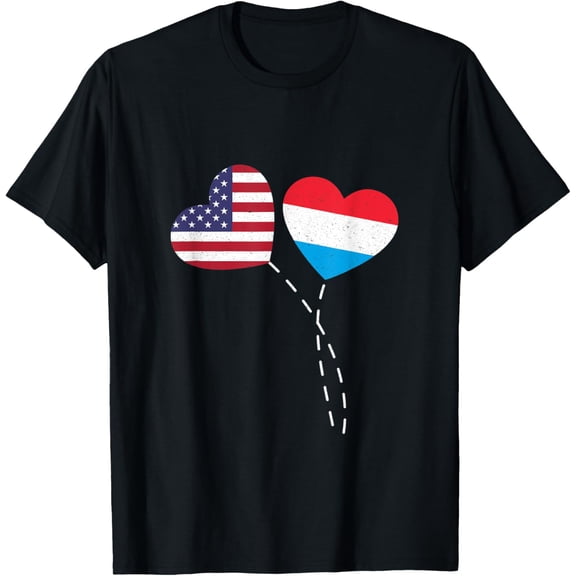 men and women can wear，Loving USA Luxembourg Flag Heart Luxembourger Americans Love T-Shirt