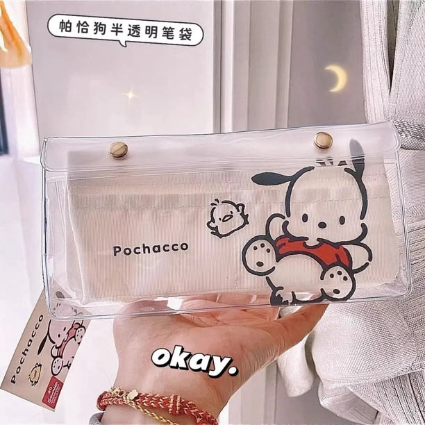 Bolsa de lápices con estampado de Pochacco de dibujos animados, estuche de lápices Sanrio HelloKitty, lindo Cinnamoroll, caja de papelería para estudiantes, regalo para amigos