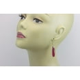 thumbnail image 3 of 14k Gold Filled Hot Pink Simulated Sapphire Earrings Long Narrow Faceted Teardrops Simple Drops 2 Inch Designed for Adult Women, 3 of 5