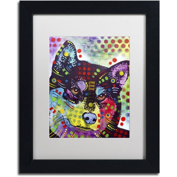 Trademark Fine Art "Shiba Inu" Canvas Art by Dean Russo, White Matte, Black Frame