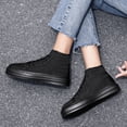 thumbnail image 2 of Mujeres Negras Zapatos De Tablero Casuales De Alto Top, Zapatos De Caminar Con Cordones De Moda, Zapatos Planos Cómodos, 2 of 3