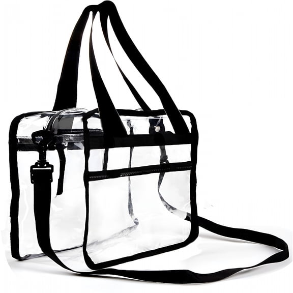 AOMRCOL Clear Bag 12 X 12 X 6,Stadium Approved,Clear Tote Bag,Heavy Duty,Shoulder Straps and Zippered Top and Inside