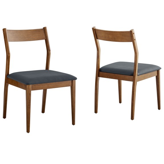 Side Dining Chair, Set of 2, Black, Faux Leather, Wood, Bar Pub Cafe Bistro Dining Kitchen Hospitality Restaurant, Modern Contemporary, HB37221